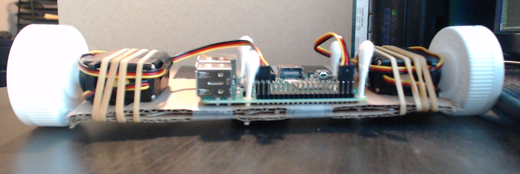 Side view of the robot with Raspberry Pi affixed.